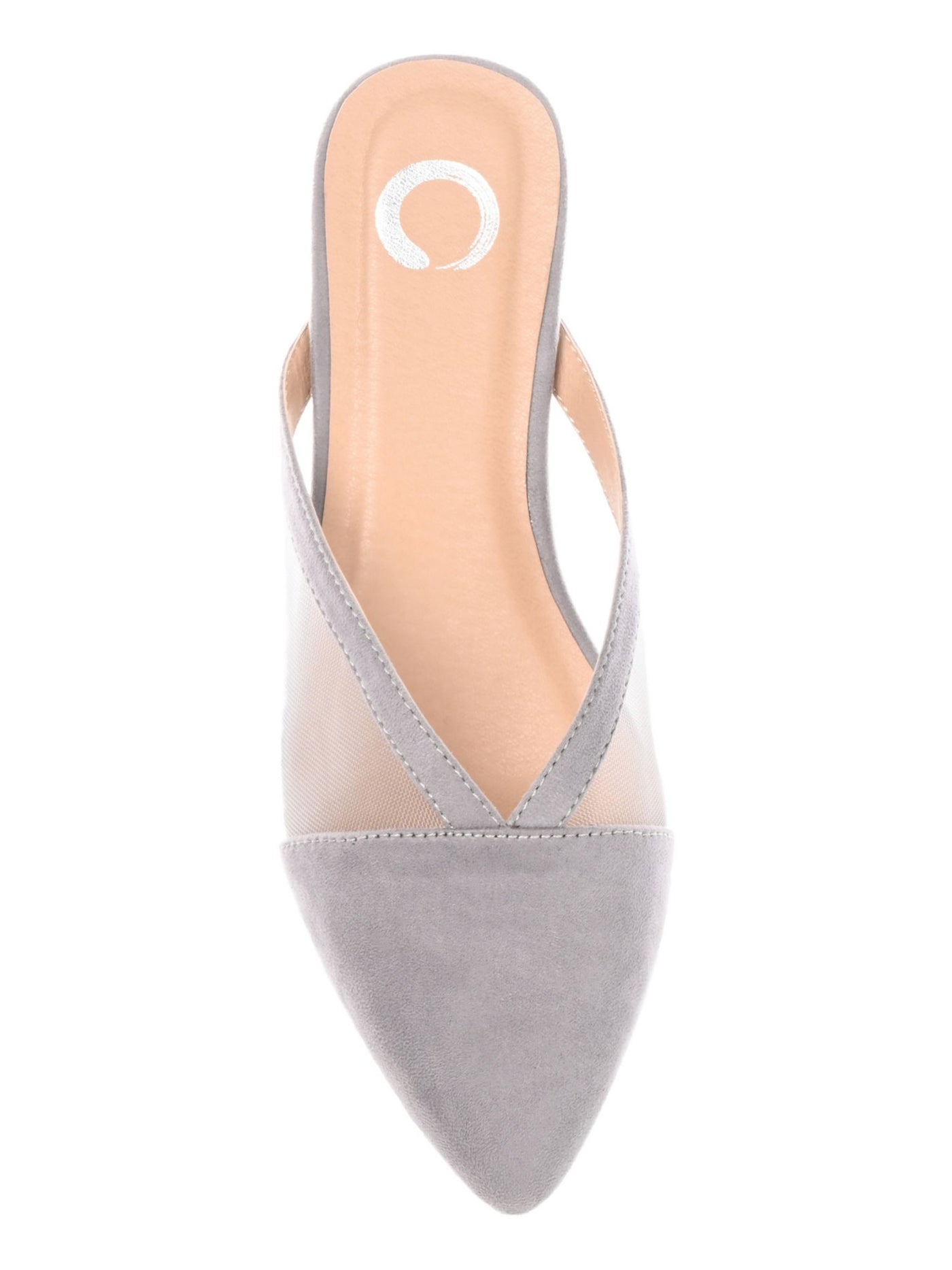 JOURNEE COLLECTION Womens Gray Mixed Media V Padded Breathable Reeo Pointed Toe Slip On Mules 6