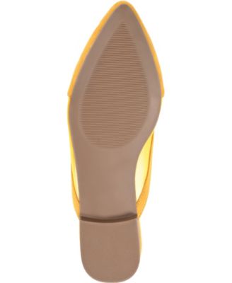 JOURNEE COLLECTION Womens Yellow Mixed Media V  Mesh Padded Breathable Reeo Pointed Toe Slip On Dress Mules