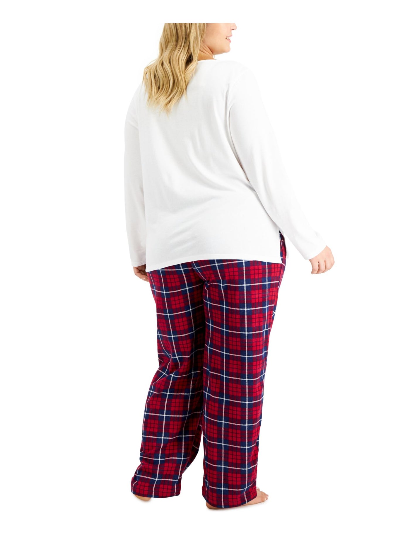 FAMILY PJs Womens White Graphic Pull over Long Sleeve T-Shirt Top Straight leg Pants Pajamas Plus 2X
