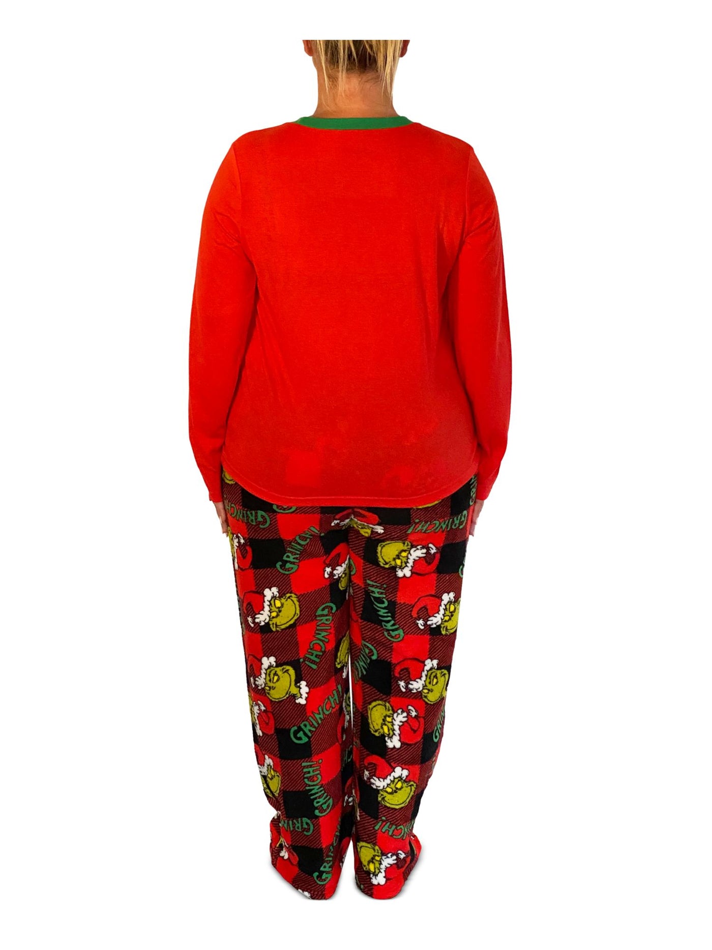 HYBRID APPAREL Womens Red Graphic Top Elastic Band Straight leg Pants Pajamas L