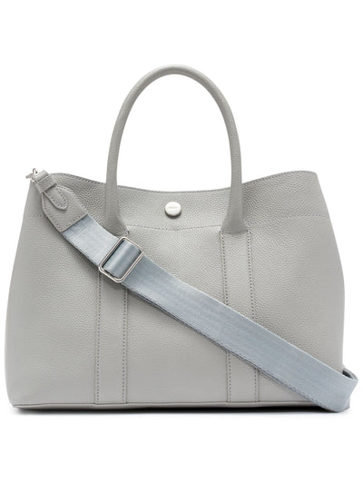 DKNY Women's Gray Winston Leather Removable 49' Adjustable Strap Small Zipper Pouch Dust Cover Pebble Double Flat Strap Tote Handbag Purse