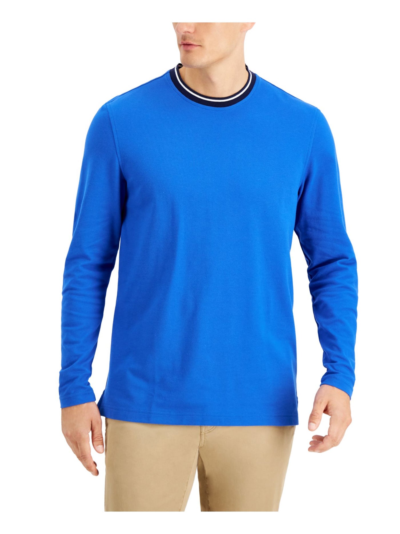 CLUBROOM Mens Blue Crew Neck Performance Stretch Performance Stretch Shirt 3XL