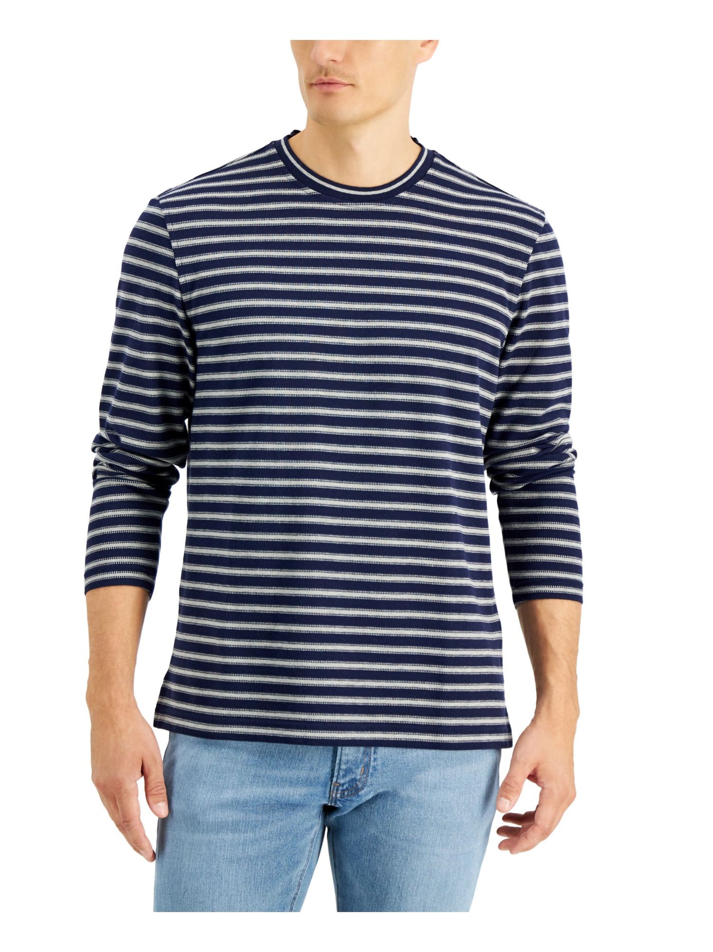 CLUBROOM Mens Navy Striped Crew Neck Shirt XXL