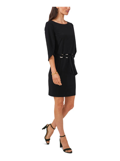 MSK PETITES Womens Black Stretch Boat Neck Above The Knee Party Sheath Dress Petites PXL