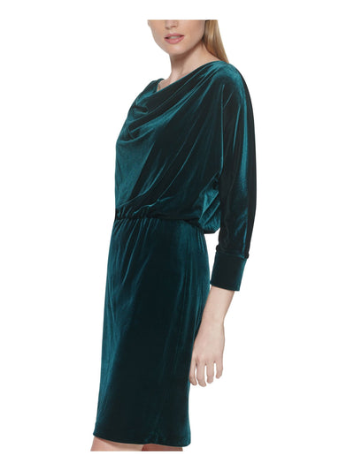 JESSICA HOWARD Womens Stretch 3/4 Sleeve Cowl Neck Above The Knee Party Sheath Dress