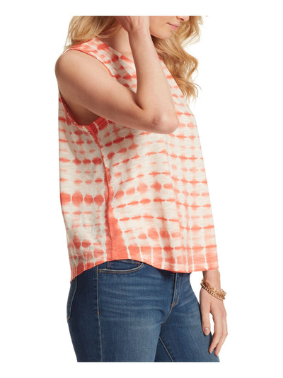 JESSICA SIMPSON Womens Orange Stretch Tie Dye Sleeveless Crew Neck Tank Top XS