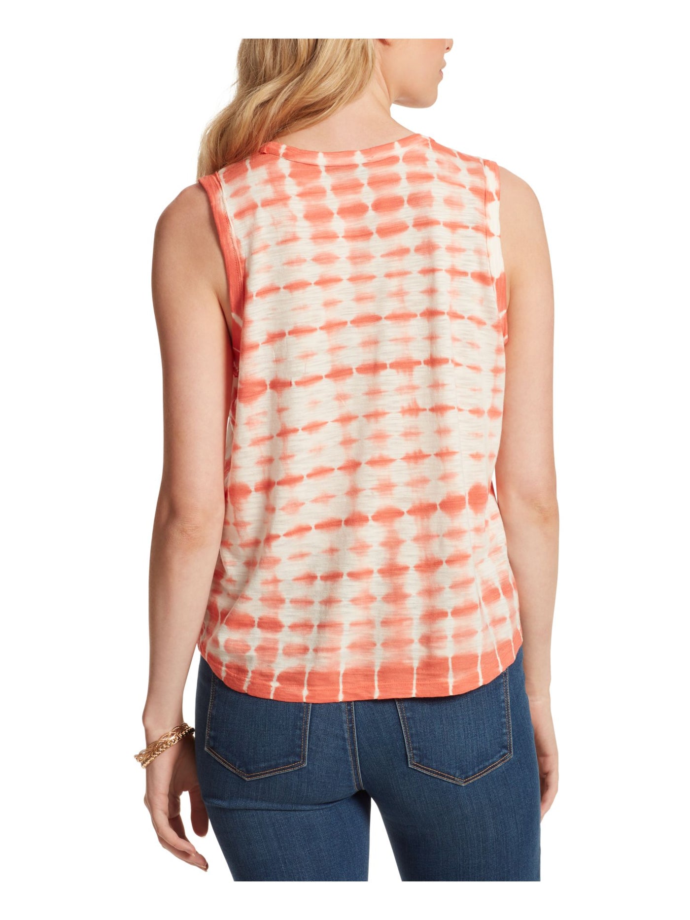 JESSICA SIMPSON Womens Orange Stretch Tie Dye Sleeveless Crew Neck Tank Top XS