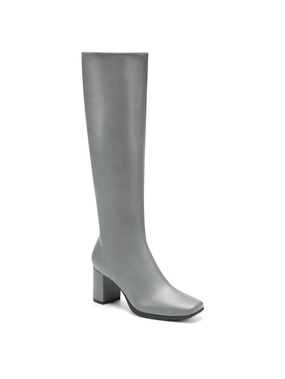 AEROSOLES Womens Gray Stretch Padded Micah Square Toe Block Heel Zip-Up Heeled Boots 6.5 M