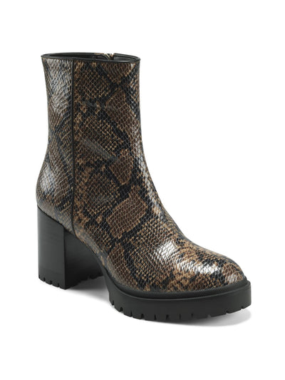AEROSOLES Womens Brown Comfort Ellie Round Toe Block Heel Zip-Up Boots Shoes 7 M