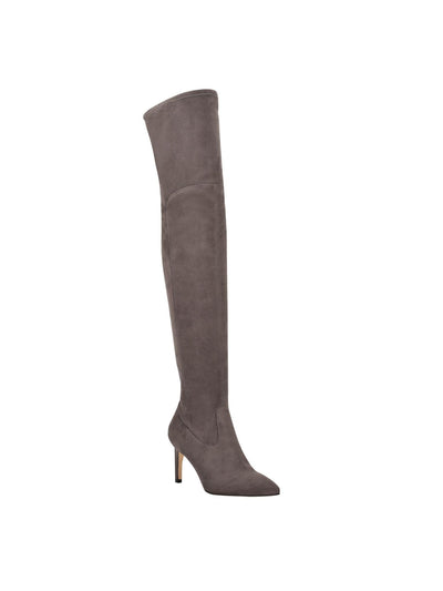 CALVIN KLEIN Womens Gray Goring Sacha Pointy Toe Stiletto Zip-Up Heeled Boots 8 M