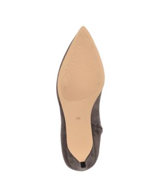 CALVIN KLEIN Womens Gray Goring Sacha Pointy Toe Stiletto Zip-Up Heeled Boots M
