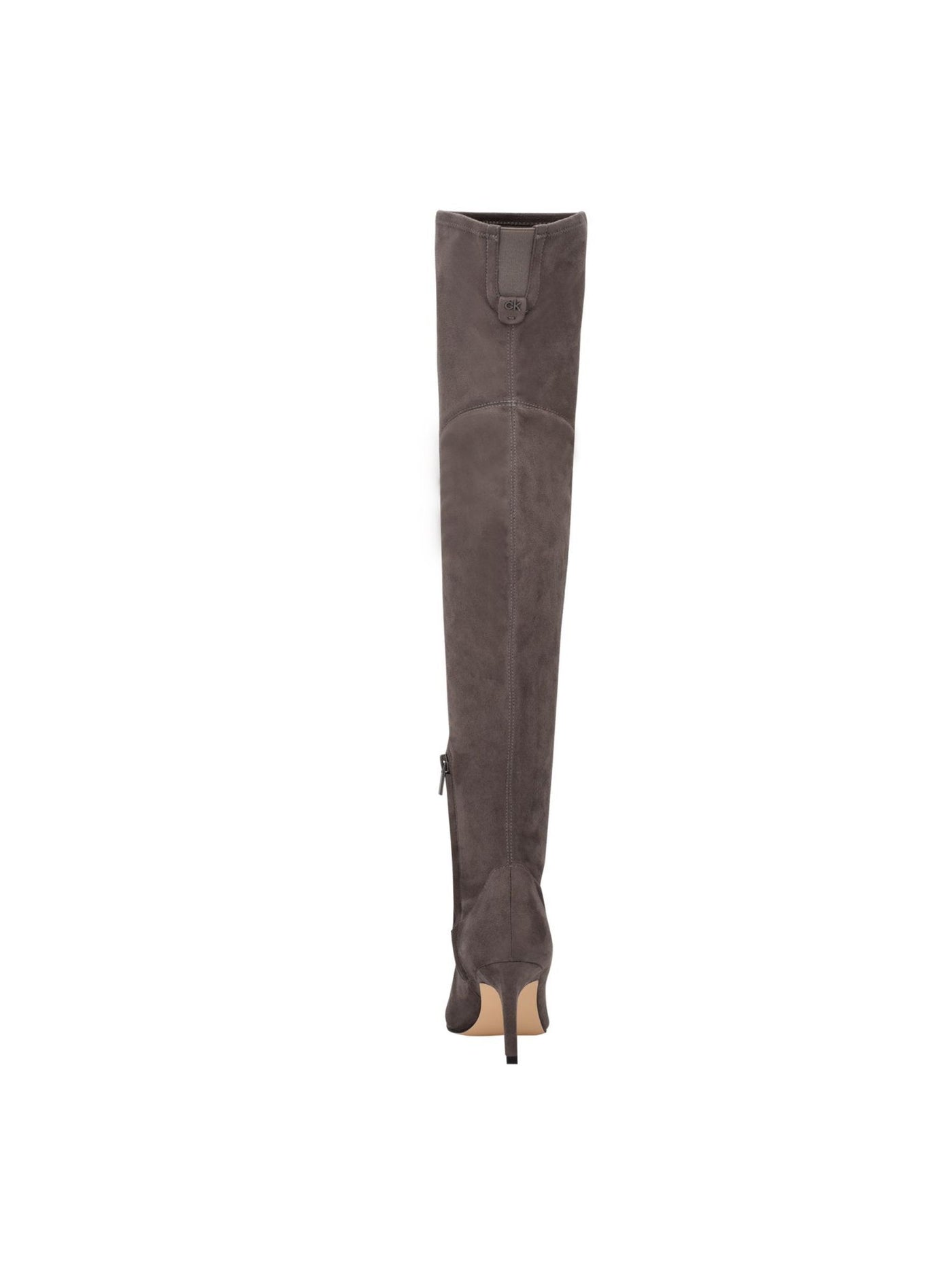 CALVIN KLEIN Womens Gray Goring Sacha Pointy Toe Stiletto Zip-Up Heeled Boots 9 M