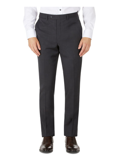 CALVIN KLEIN Mens Gray Flat Front, Stretch, Skinny Fit Wool Blend Suit Separate Pants 34W/ 30L