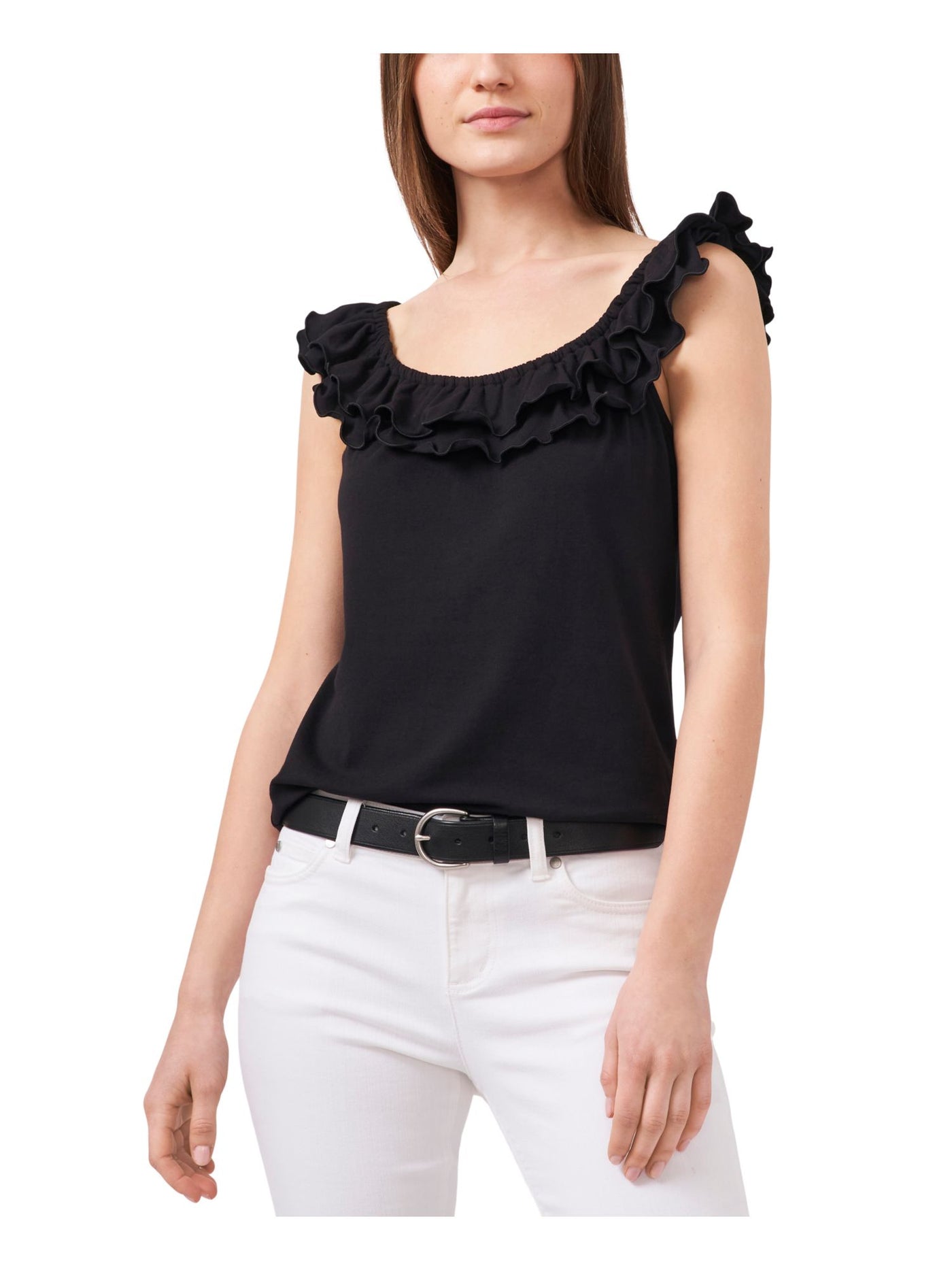 RILEY&RAE Womens Black Stretch Ruffled Flutter Sleeve Off Shoulder Top S