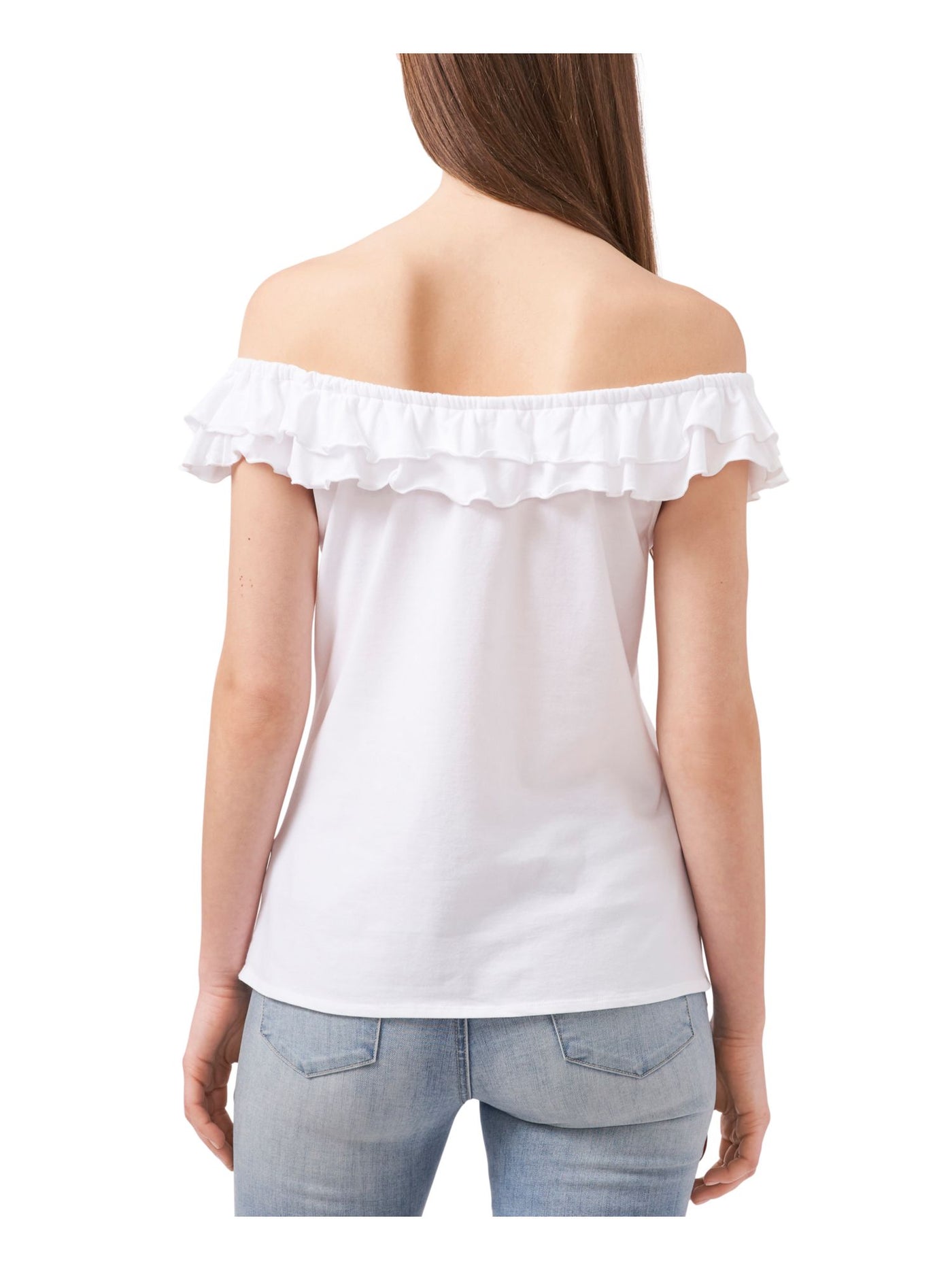 RILEY&RAE Womens White Stretch Ruffled Flutter Sleeve Off Shoulder Top XL