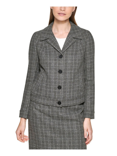 CALVIN KLEIN Womens Pocketed Darted Lined Button Front Long Sleeve Collared Wear To Work Blazer Jacket
