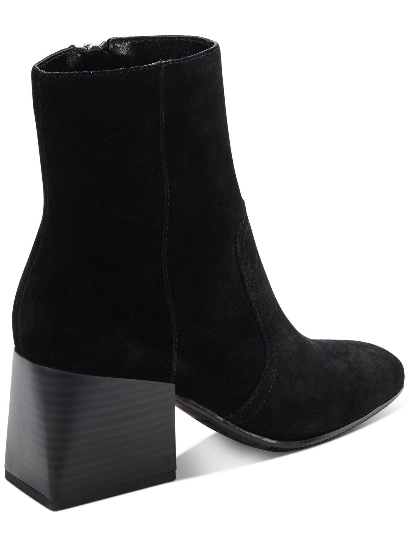 AQUA COLLEGE Womens Black Waterproof Tora Round Toe Block Heel Zip-Up Heeled Boots 7 M