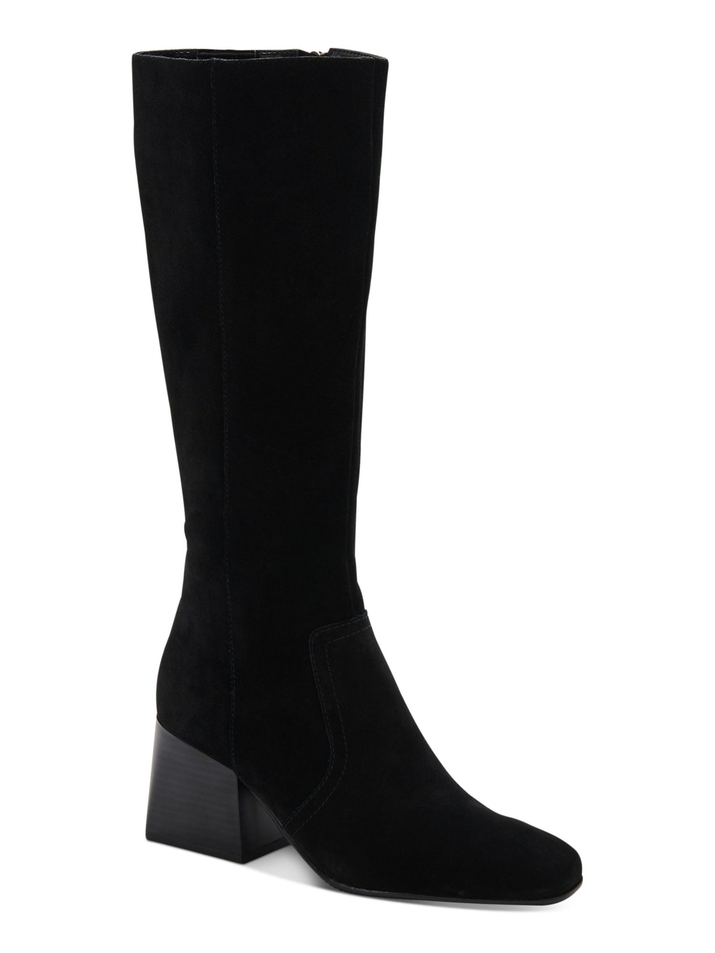 AQUA COLLEGE Womens Black Goring Cushioned Waterproof Tori Square Toe Stacked Heel Zip-Up Dress Boots Shoes 9.5 M
