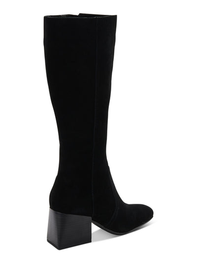 AQUA COLLEGE Womens Black Goring Cushioned Waterproof Tori Square Toe Stacked Heel Zip-Up Dress Boots Shoes 9.5 M