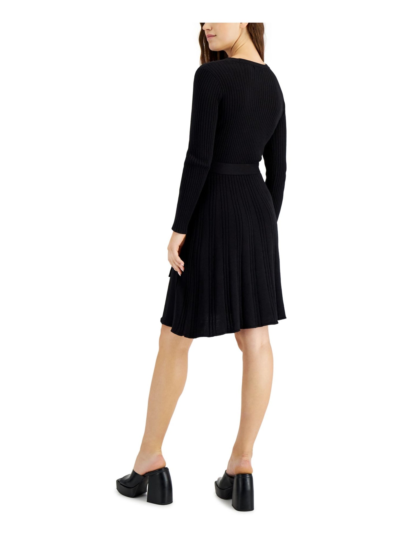 BAR III Womens Black Long Sleeve Surplice Neckline Wear To Work Fit + Flare Dress XL