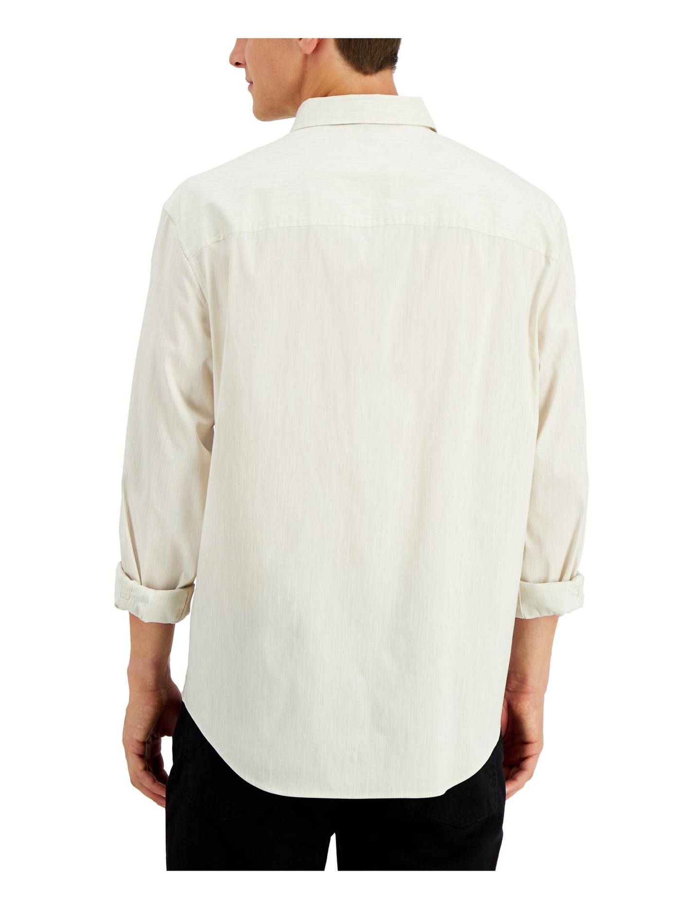 CALVIN KLEIN Mens Beige Button Down Stretch Casual Shirt XL