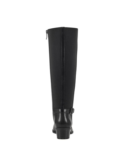 EASY SPIRIT Womens Black Wide Calf Cushioned Arch Support Chaza Round Toe Block Heel Leather Riding Boot 8.5 M WC