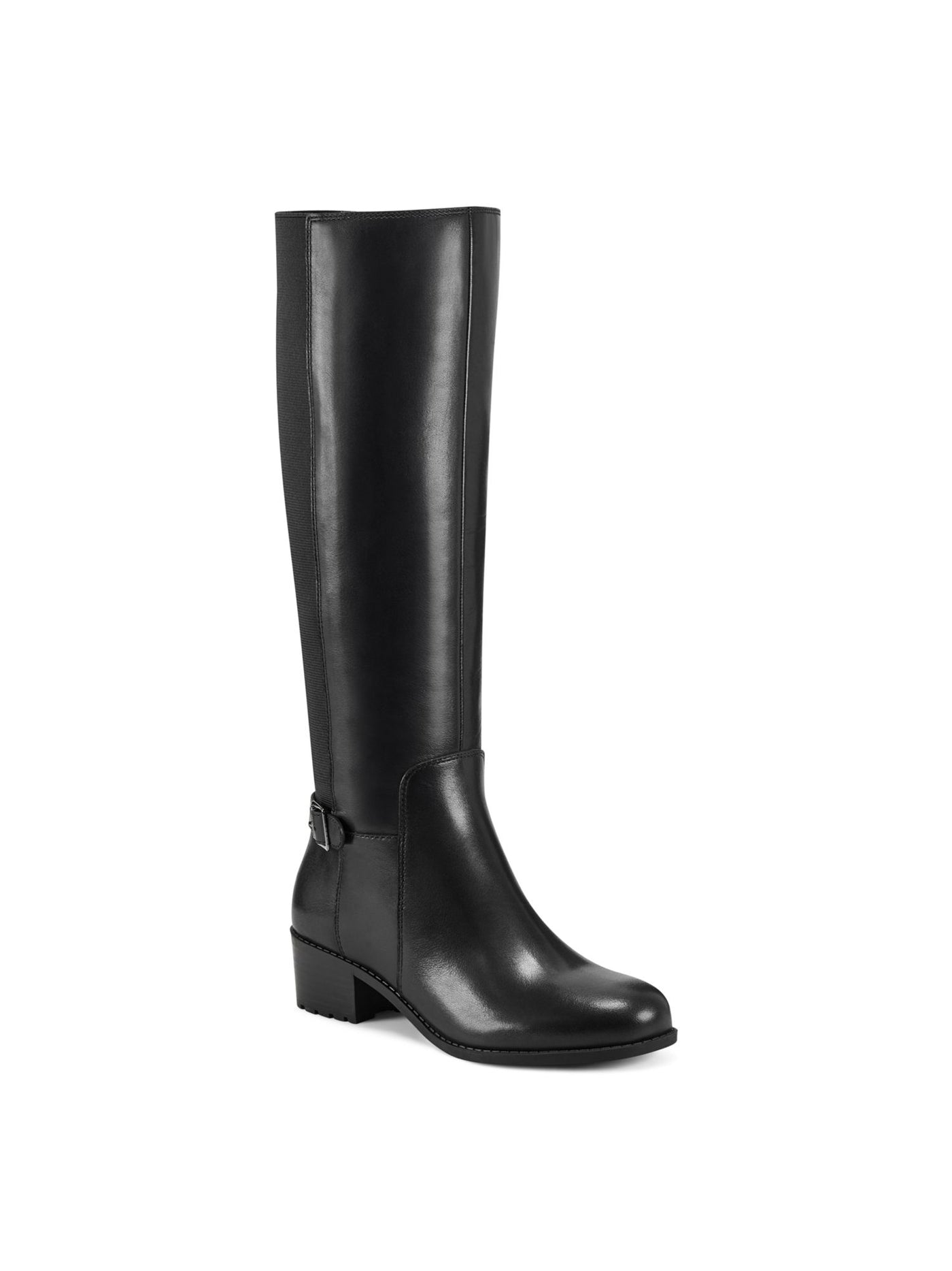 EASY SPIRIT Womens Black Cushioned Arch Support Chaza Round Toe Block Heel Leather Riding Boot 6 W WC