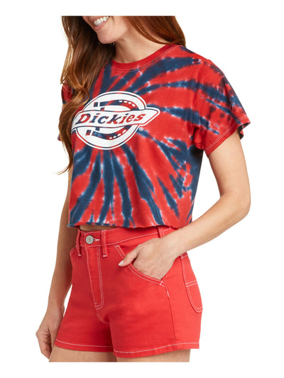 DICKIES Womens Red Cotton Acid Wash Short Sleeve Crew Neck T-Shirt Juniors L