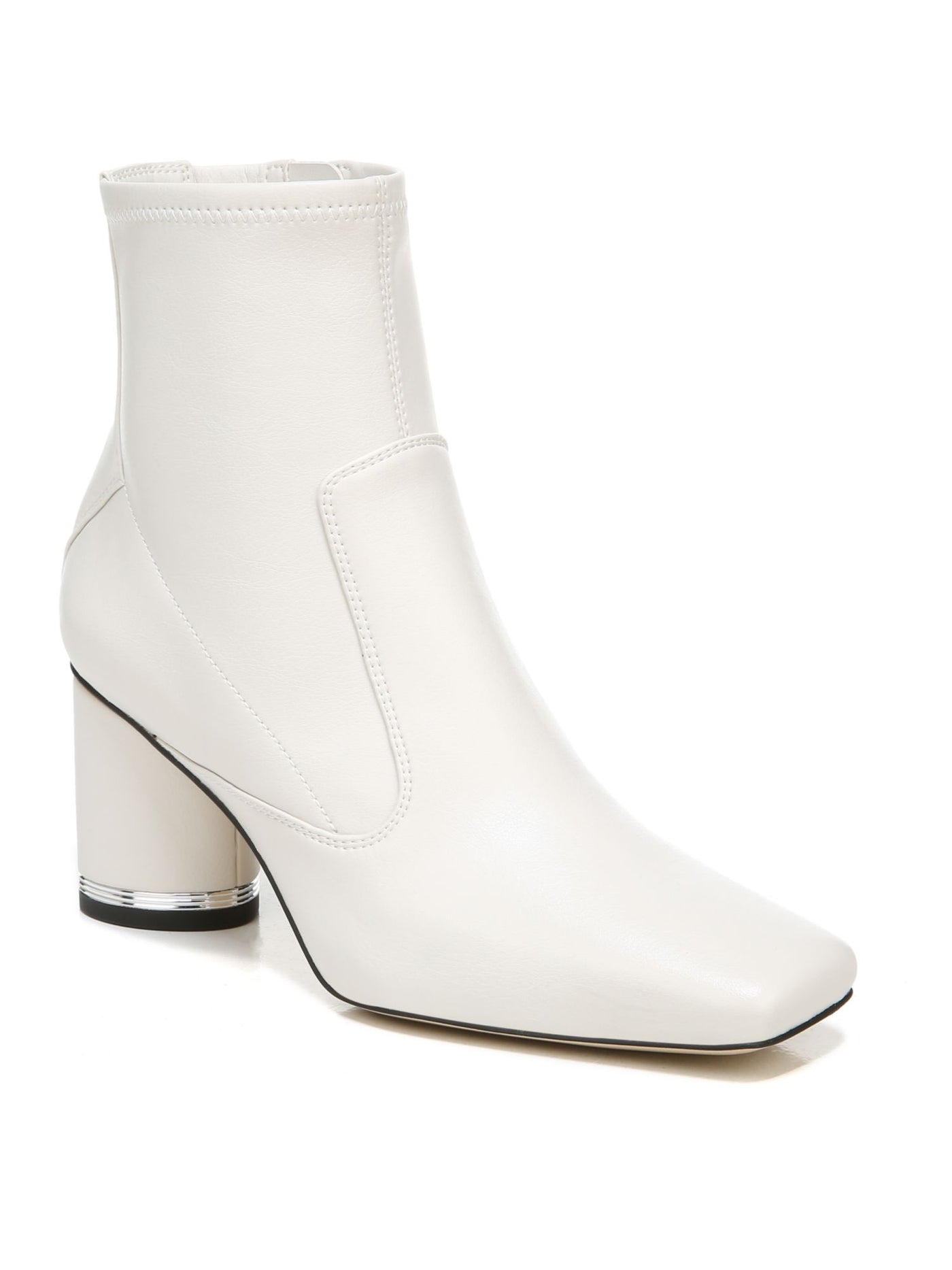 FRANCO SARTO Womens Ivory Heel Accent Cushioned Marquee Square Toe Block Heel Zip-Up Leather Dress Booties 10