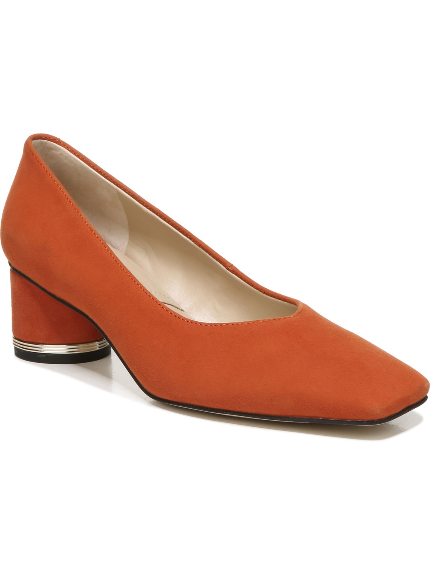 FRANCO SARTO Womens Orange Padded Pisa Square Toe Slip On Leather Dress Pumps Shoes 7 M