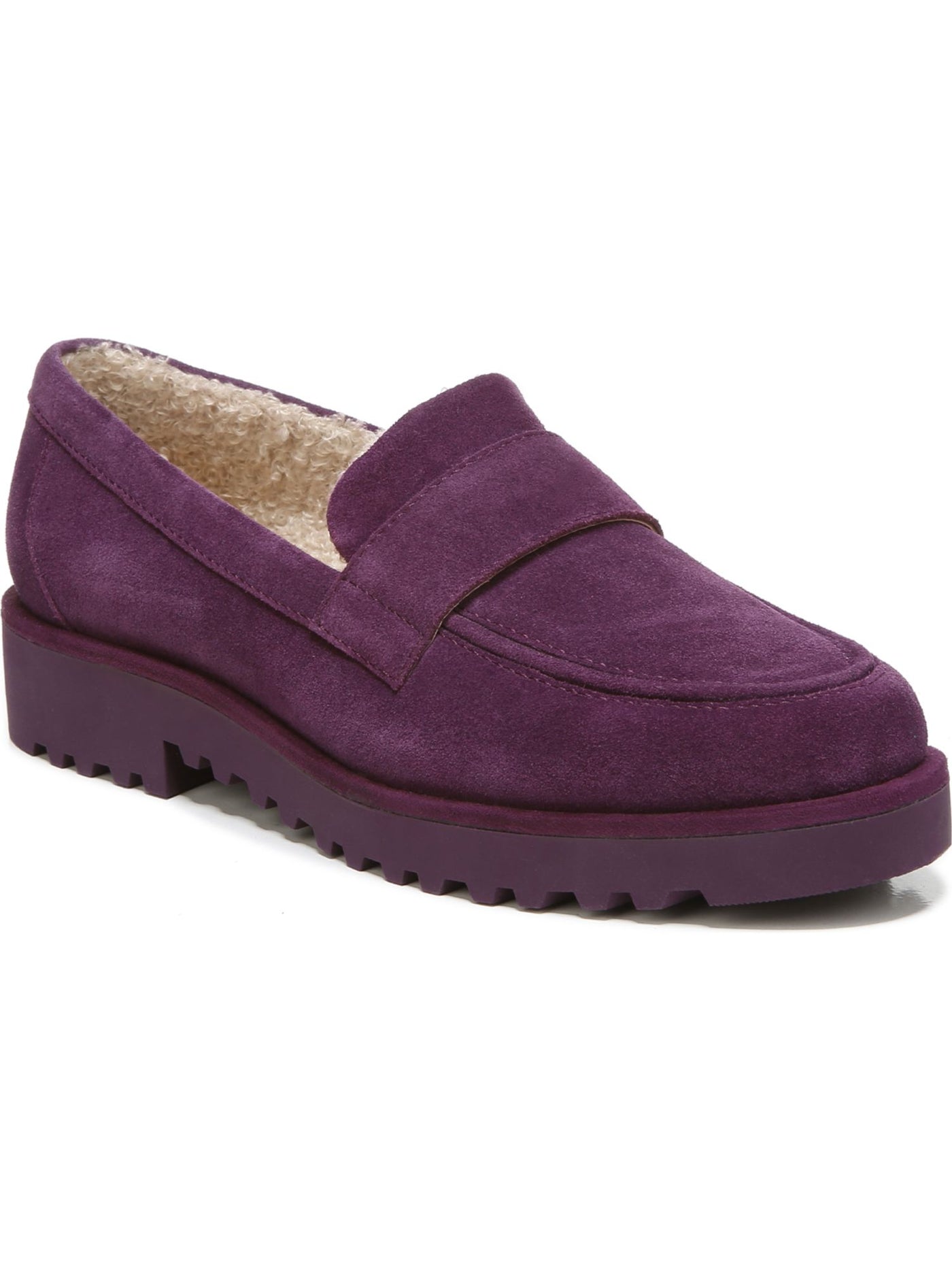 FRANCO SARTO Womens Purple Comfort Carol Round Toe Block Heel Slip On Leather Dress Heeled Loafers 6 M