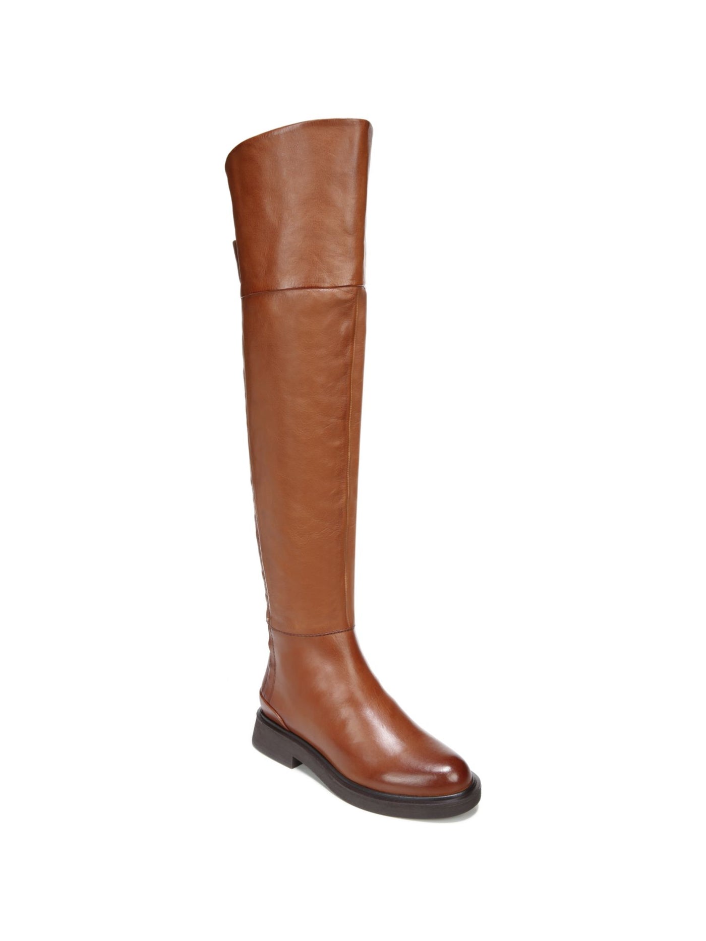 FRANCO SARTO Womens Brown Cushioned Battina Round Toe Block Heel Zip-Up Leather Riding Boot 6 M