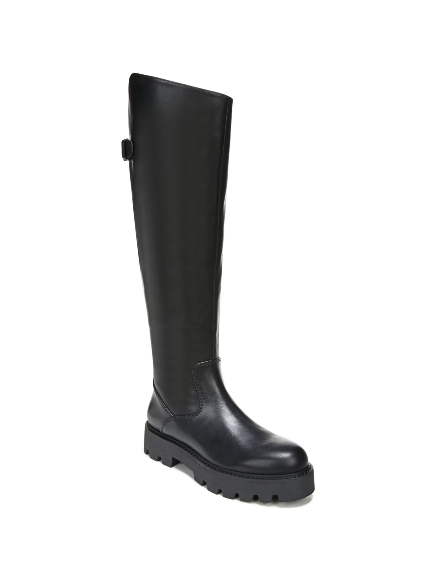 FRANCO SARTO Womens Black Wide Calf Balinboot Round Toe Block Heel Zip-Up Leather Riding Boot 8.5 M WC