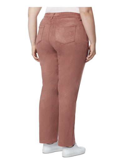 JONES NEW YORK Womens Brown Zippered Pocketed Button Closure Straight leg Pants Plus 22W