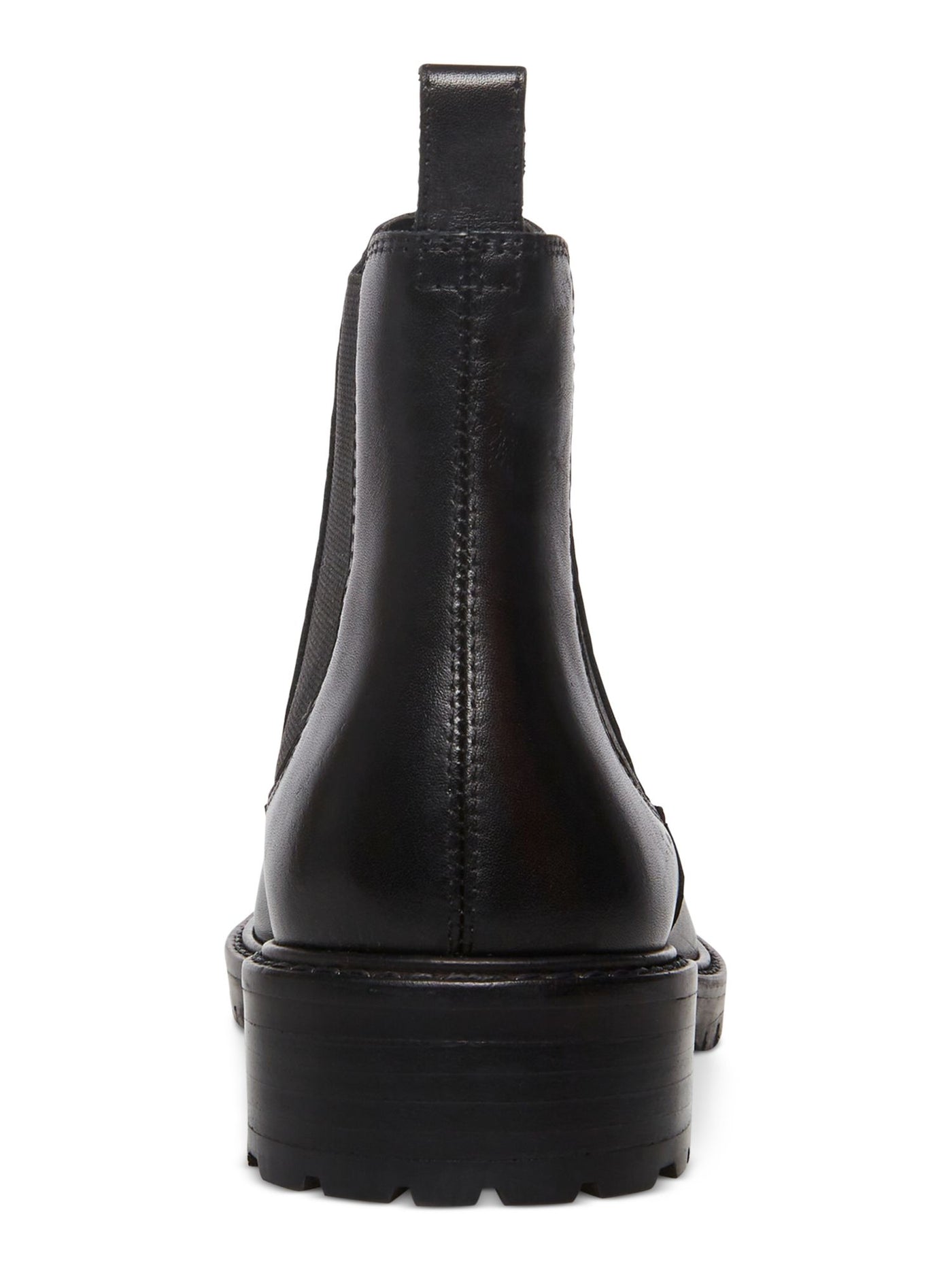 STEVE MADDEN Womens Black Lug Sole Goring Leopold Round Toe Block Heel Leather Chelsea Boot 5 M