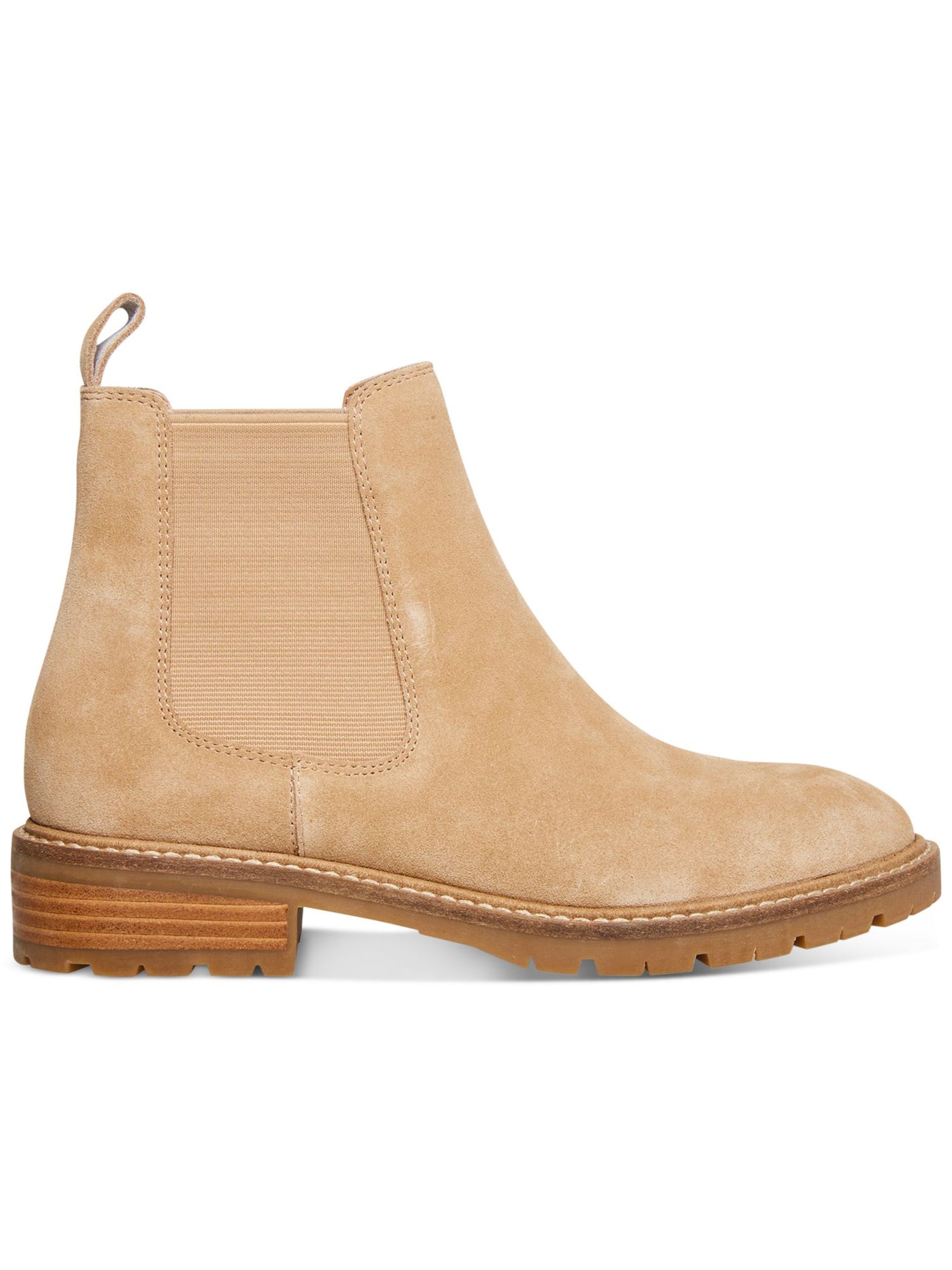 STEVE MADDEN Womens Beige Lug Sole Goring Leopold Round Toe Block Heel Leather Chelsea Boot 8.5 M