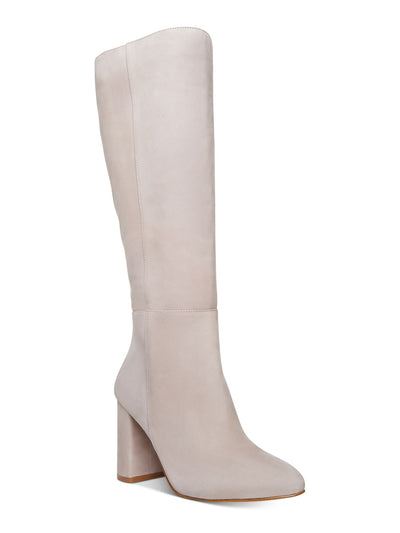 STEVE MADDEN Womens Ivory Padded Ninny Pointed Toe Block Heel Zip-Up Leather Dress Boots 8.5 M