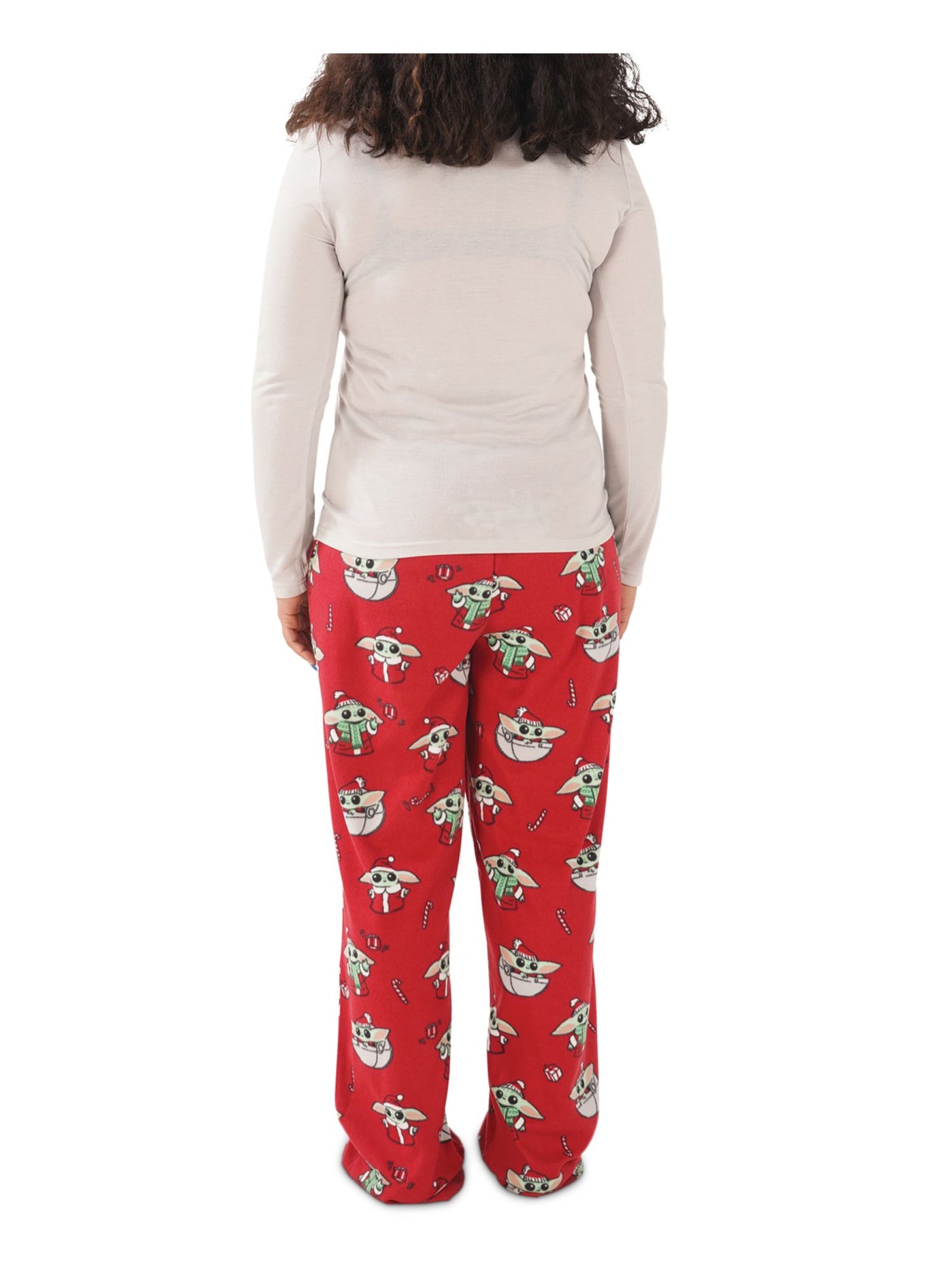 HYBRID APPAREL Womens Red Graphic Top Elastic Band Long Sleeve Straight leg Pants Pajamas M