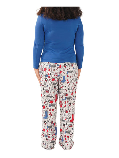 MUNKI MUNKI Intimates Blue Graphic Holiday Pajamas L