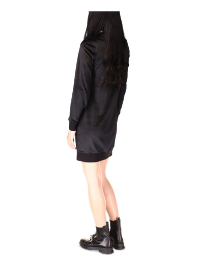 MICHAEL MICHAEL KORS Womens Black Unlined Lace Up Detail Pullover Long Sleeve V Neck Above The Knee Sweater Dress P\M