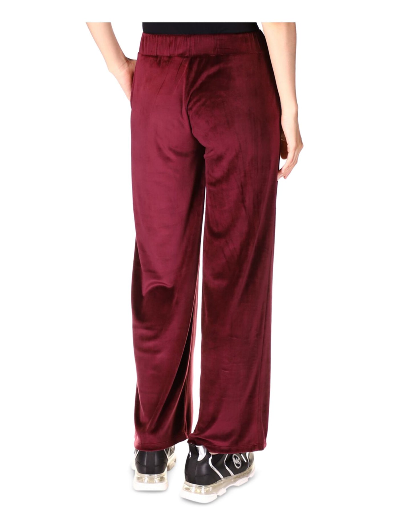 MICHAEL MICHAEL KORS Womens Burgundy Pocketed Pull-on Metallic Logo Velour Straight leg Pants L