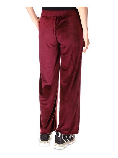 MICHAEL MICHAEL KORS Womens Burgundy Pocketed Pull-on Metallic Logo Velour Straight leg Pants XS