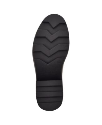 CALVIN KLEIN Womens Ivory 1" Platform Lug Sole Padded Abeni Almond Toe Block Heel Lace-Up Leather Combat Boots M