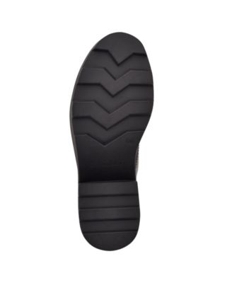 CALVIN KLEIN Womens Maroon 1" Platform Lug Sole Padded Abeni Almond Toe Block Heel Lace-Up Leather Combat Boots M