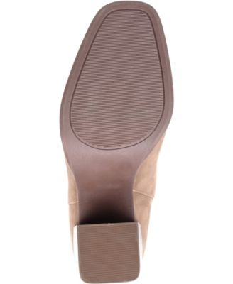 JOURNEE COLLECTION Womens Brown Comfort Stretch Adalia Square Toe Block Heel Booties