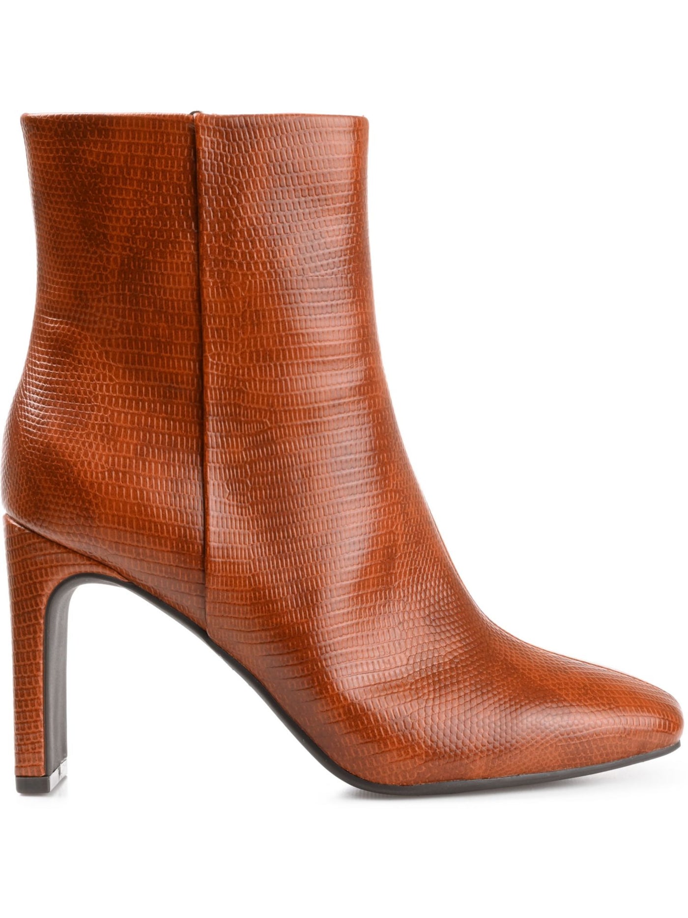 JOURNEE COLLECTION Womens Brown Solid Lizzard Center Seam Padded Goring Sarla Square Toe Block Heel Zip-Up Dress Booties 9