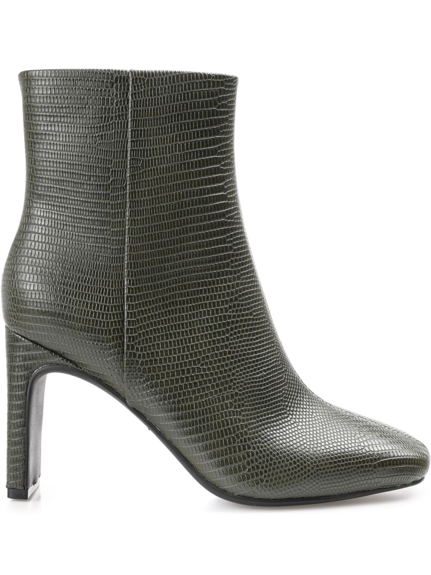 JOURNEE COLLECTION Womens Green Solid Lizzard Center Seam Padded Goring Sarla Square Toe Block Heel Zip-Up Dress Booties 9