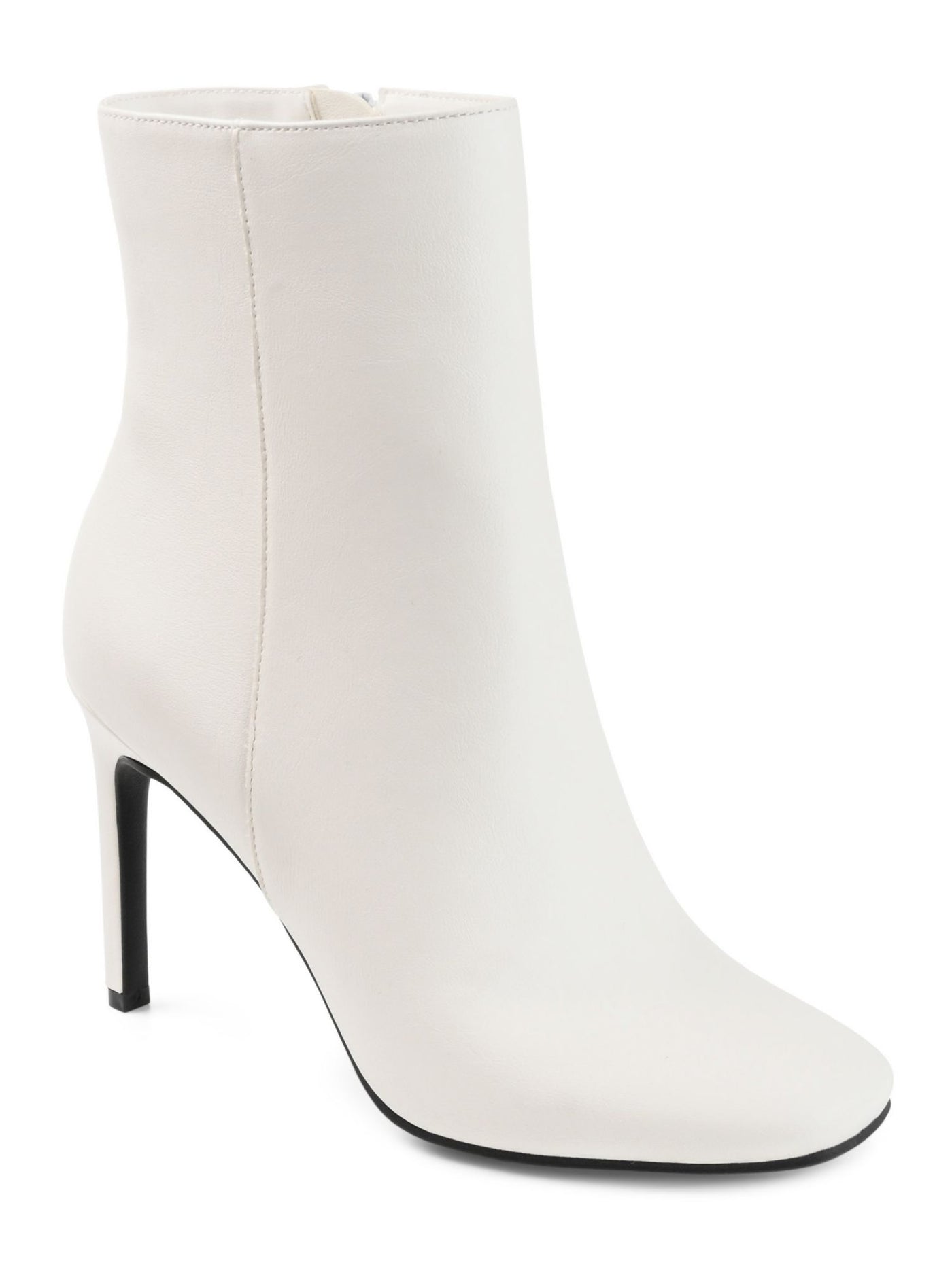 JOURNEE COLLECTION Womens White Comfort Silvy Square Toe Stiletto Zip-Up Dress Booties 7.5 M