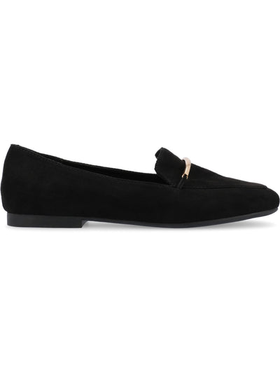 JOURNEE COLLECTION Womens Black Metal Hardware Padded Wrenn Square Toe Slip On Dress Loafers Shoes 8.5