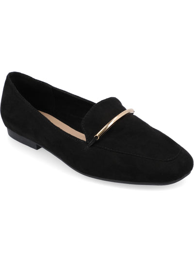JOURNEE COLLECTION Womens Black Metal Hardware Padded Wrenn Square Toe Slip On Dress Loafers Shoes 8.5